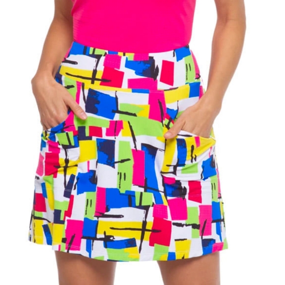 IBKUL Pants - NWT Ibkul Women's Mondrian Print Golf Skort, Large